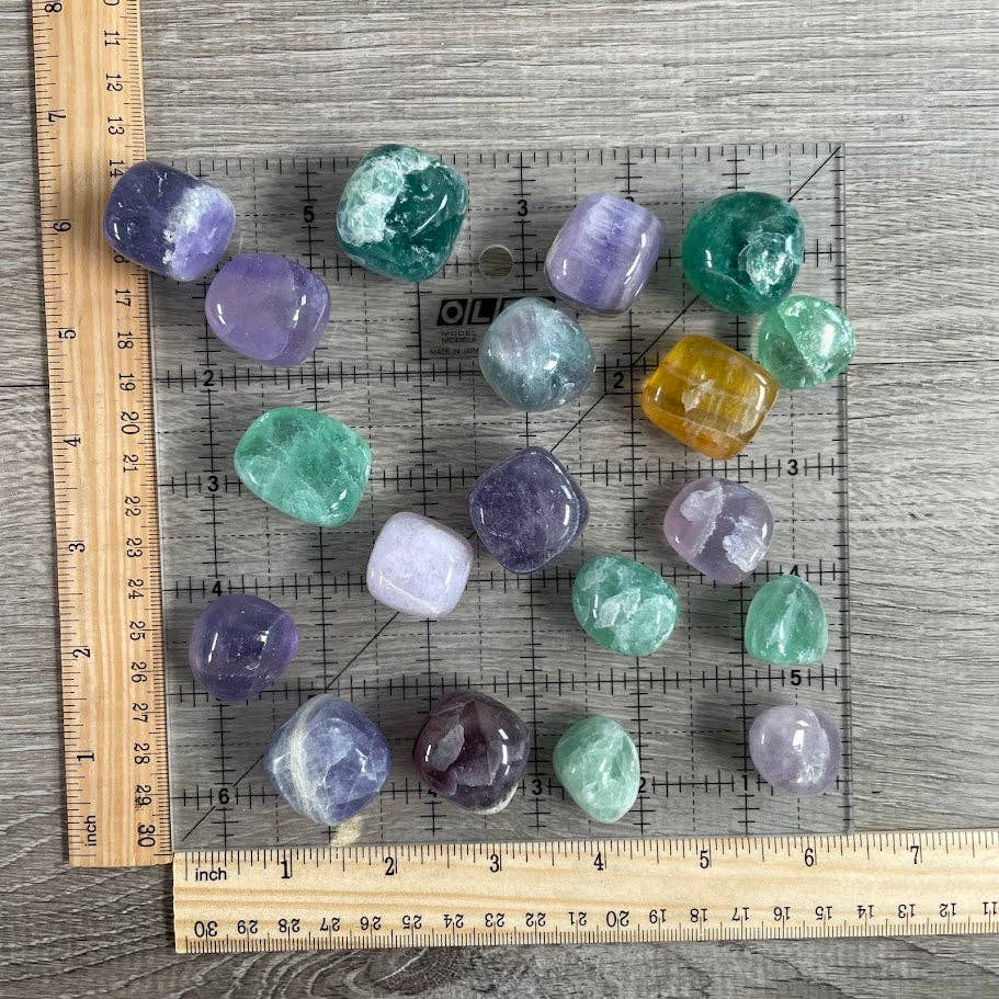 Colorful Fluorite Tumbled Stones Wholesale – 1 lb Bulk Pack