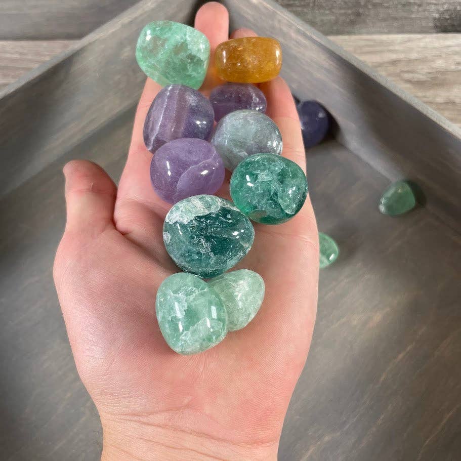Colorful Fluorite Tumbled Stones Wholesale – 1 lb Bulk Pack