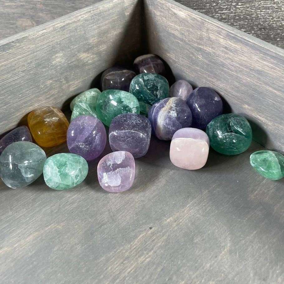 Colorful Fluorite Tumbled Stones Wholesale – 1 lb Bulk Pack
