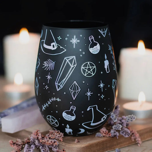 Crystal Witch Print Stemless Glass